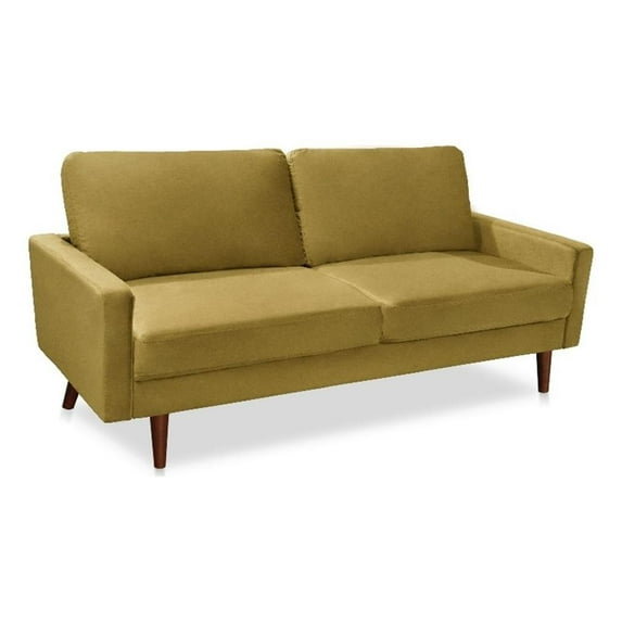 Pemberly Row Contemporary 70" Upholstered Velvet Sofa in Gold
