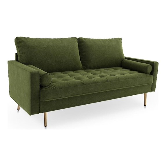 Pemberly Row Contemporary 70" Upholstered Velvet Sofa in Green