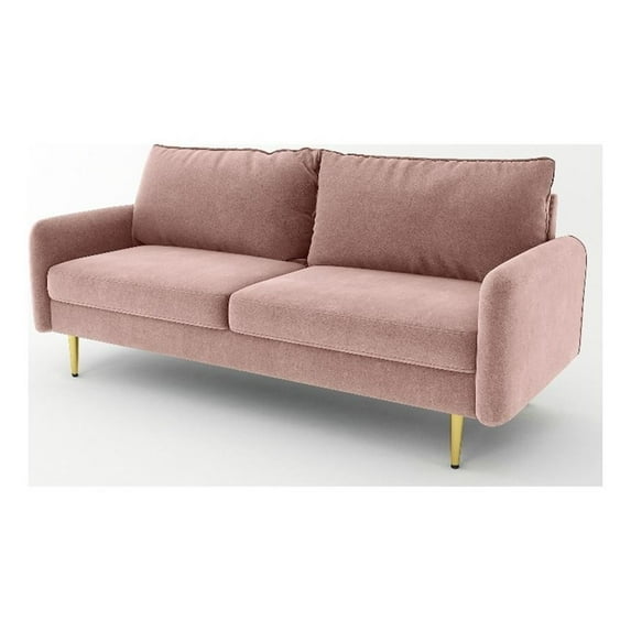 Pemberly Row Contemporary 70" Upholstered Velvet Sofa in Pink