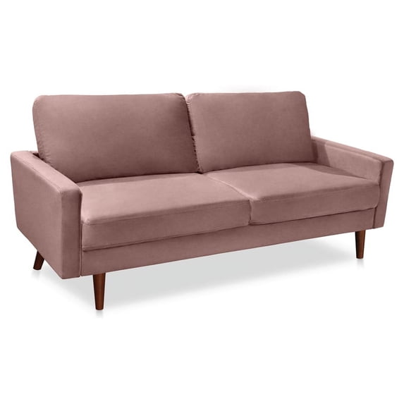 Pemberly Row Contemporary 70" Upholstered Velvet Sofa in Pink