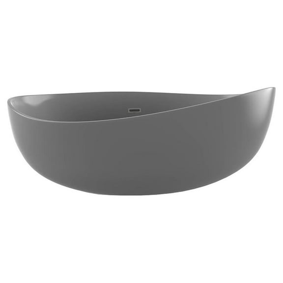 Pemberly Row Contemporary 71" Stone Freestanding Bathtub in Matte Gray