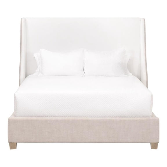 Pemberly Row Contemporary 71" Two-Tone Arched Wing Upholstered Queen Bed