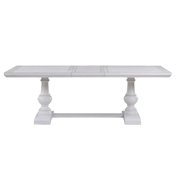 Pemberly Row Contemporary 72-90" Dining Table with 18" Leaf in White