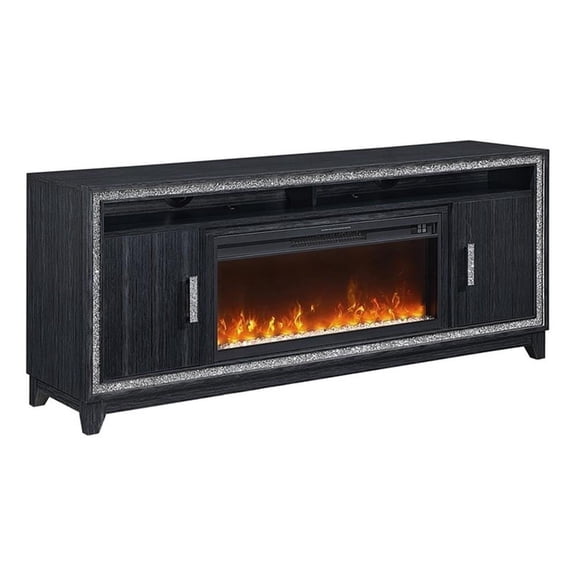 Pemberly Row Contemporary 72" Electric Fireplace in Dark Gray