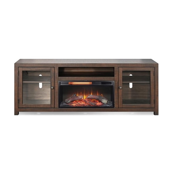 Pemberly Row Contemporary 72" Media Console with Electric Fireplace