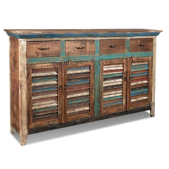 Pemberly Row Contemporary 72" Shutter Sideboard in Multi-Color