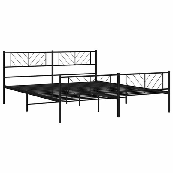 Pemberly Row Contemporary 72 x 84 Powder-Coated Metal Bed Frame in Black