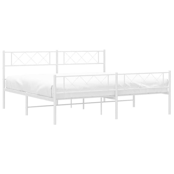 Pemberly Row Contemporary 72 x 84 Powder-coated steel Bed Frame in White