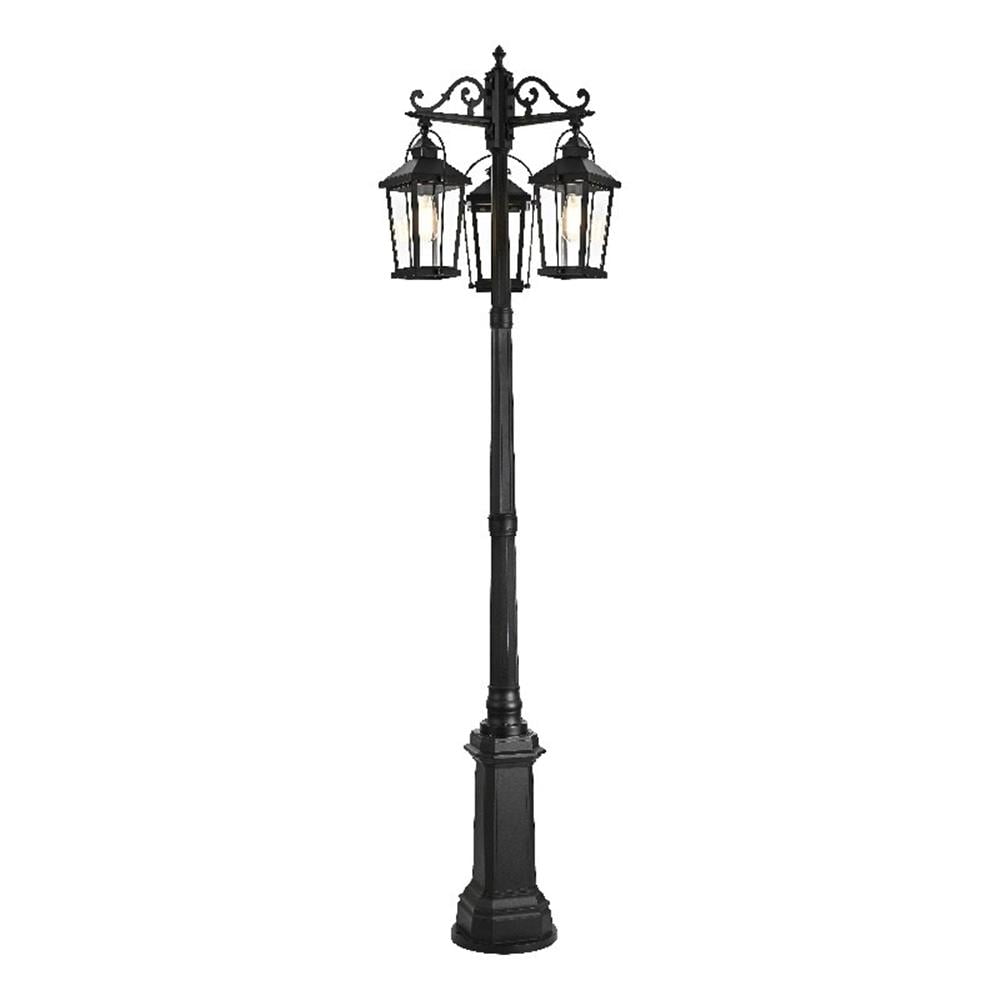 Pemberly Row Contemporary 84" Outdoor Post Light With Pole in Black