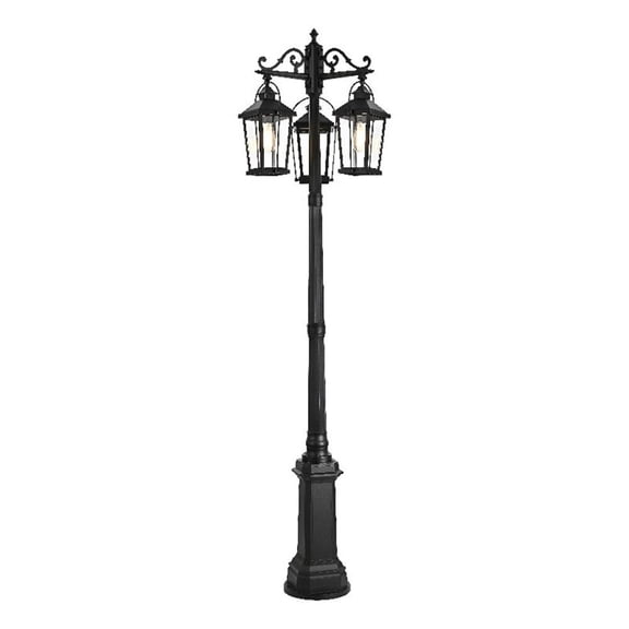Pemberly Row Contemporary 84" Outdoor Post Light With Pole in Black