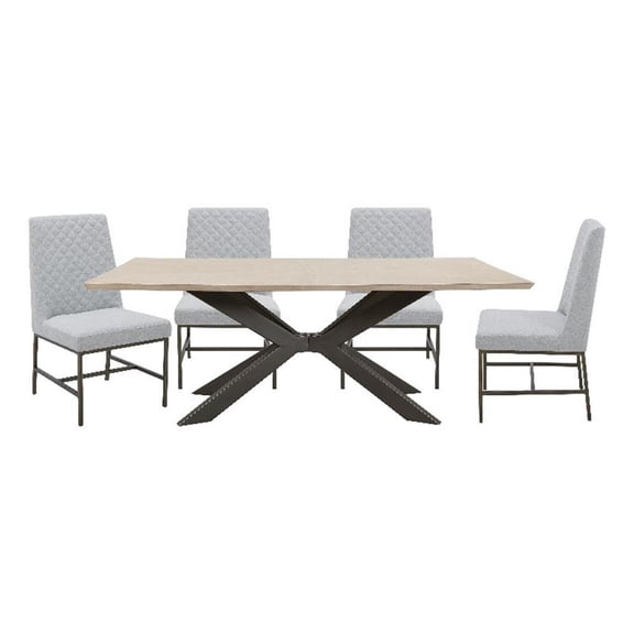 Pemberly Row Contemporary 86 In. Dining Table With 4 Upholstered Chairs