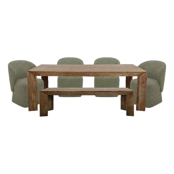 Pemberly Row Contemporary 86 In. Dining Table With 4 Upholstered Chairs