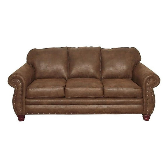 Pemberly Row Contemporary 88" Microfiber Sleeper Sofa in Brown