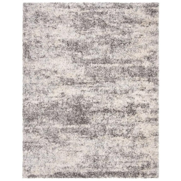 Pemberly Row Contemporary 9' x 12' Shag Rug in Gray and Ivory