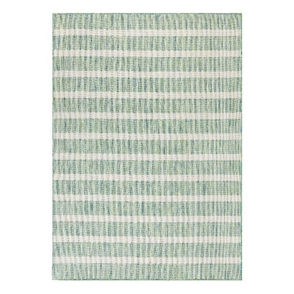 Pemberly Row Contemporary 9'x12' Fabric Blue Green Ivory Area Rug