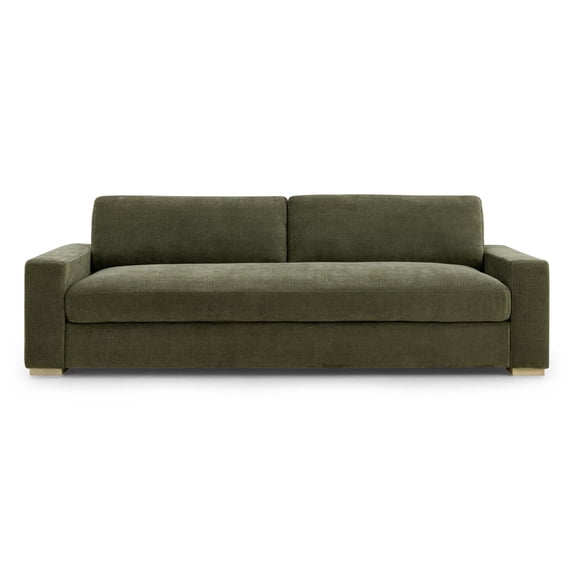Pemberly Row Contemporary 96" Olive Green Upcycled Chenille Sofa