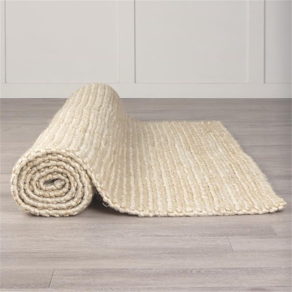 Pemberly Row Contemporary 9x12 Camel Color Woven Hemp Area Rug in Yellow