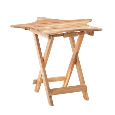 Pemberly Row Contemporary Acacia Wood Outdoor Folding Table in Natural Brown