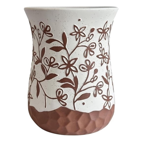 Pemberly Row Contemporary Accent Ceramic Carved Terracotta Table