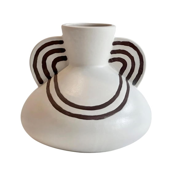 Pemberly Row Contemporary Accent Ceramic Line Art Wide-Bodied Vase