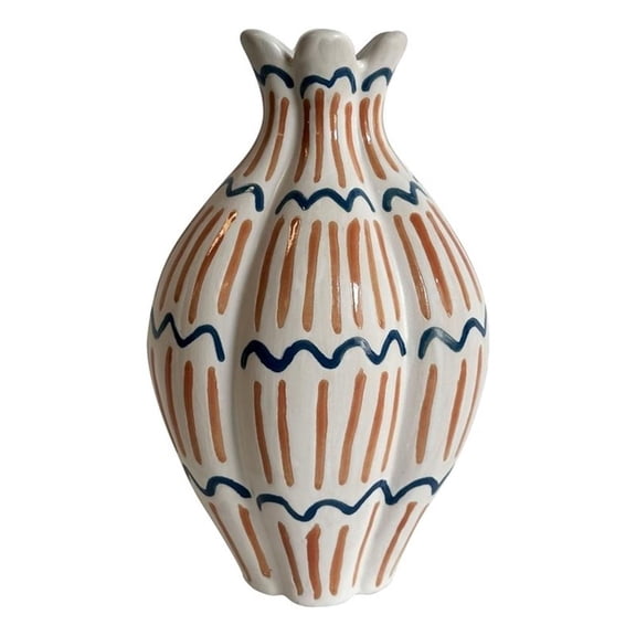 Pemberly Row Contemporary Accent Ceramic Roman Coral Vase in Multi-Color