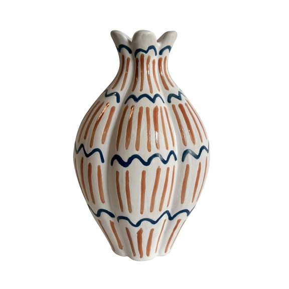 Pemberly Row Contemporary Accent Ceramic Roman Coral Vase in Multi-Color