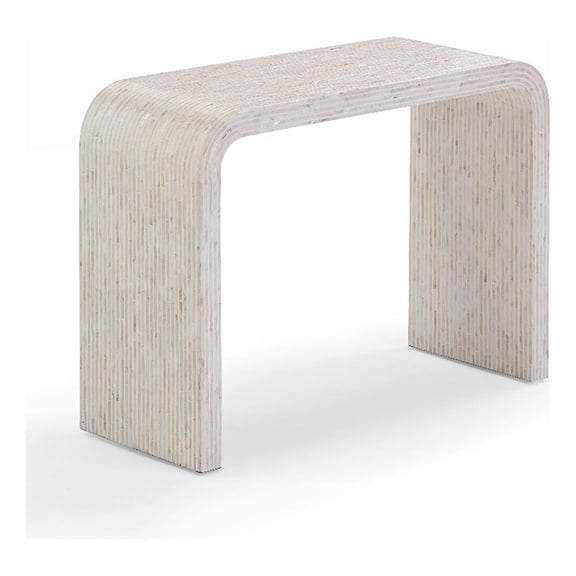Pemberly Row Contemporary Accent Cream Capiz Shell Console Table
