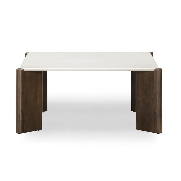 Pemberly Row Contemporary Accent Cream Quartz Square Coffee Table