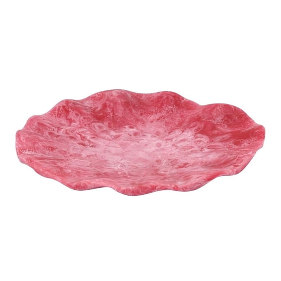 Pemberly Row Contemporary Accent Ruby Red Finish Resin Petal Tray