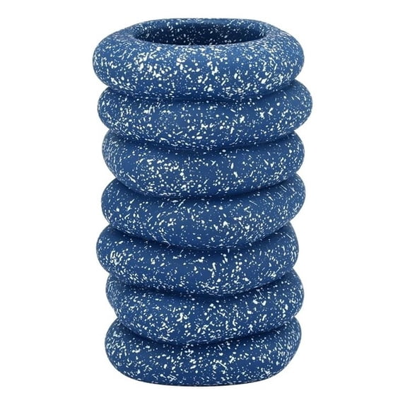 Pemberly Row Contemporary Accent Speckled Blue Stacked/Sculptural Rings Vase