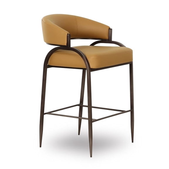 Pemberly Row Contemporary Accent Tan Vegan Leather Counter Stool