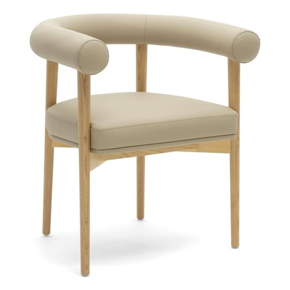 Pemberly Row Contemporary Accent Taupe Vegan Leather Dining Chair