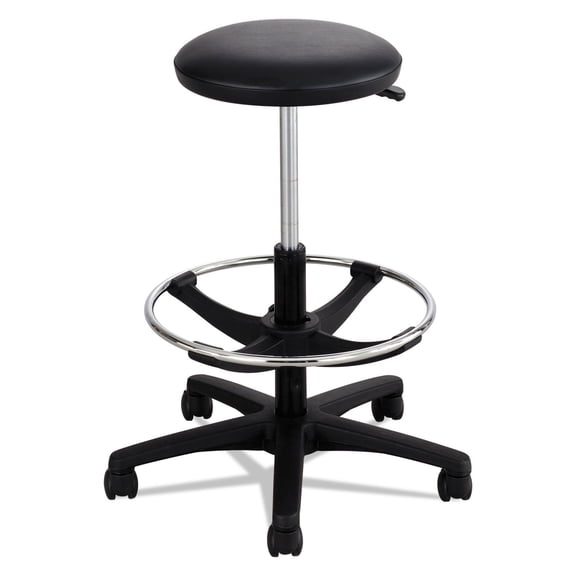 Pemberly Row Contemporary Adjustable Backless Drafting Chair in Black