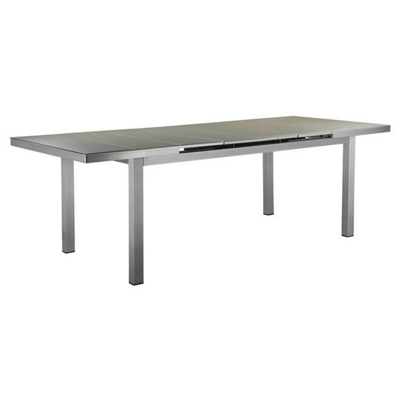 Pemberly Row Contemporary Aluminum Patio Extension Table in Gray