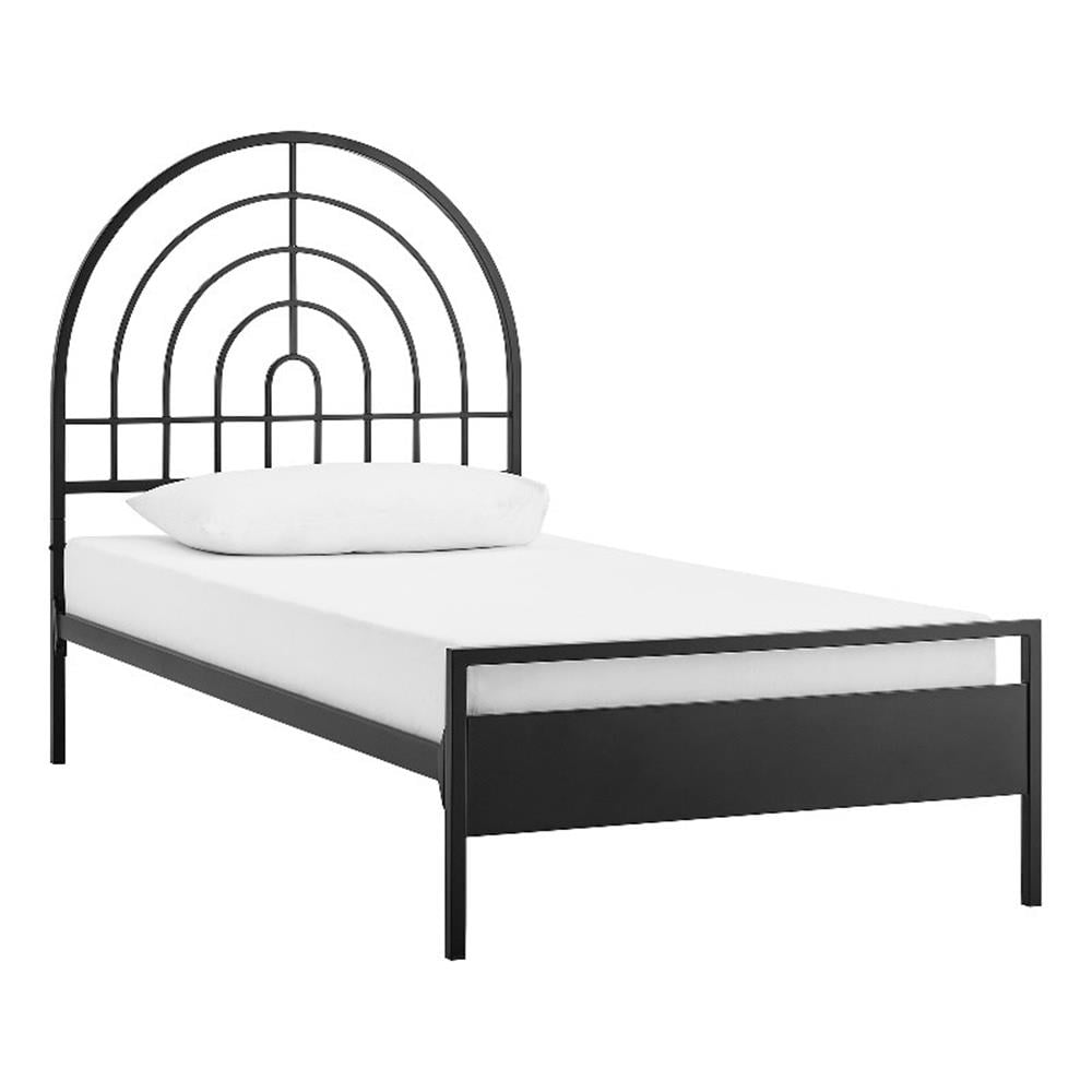Black Metal Twin Bed with Arched Headboard