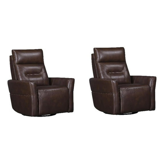 Pemberly Row Contemporary Auburn Power Swivel Glider Recliner Two Pack