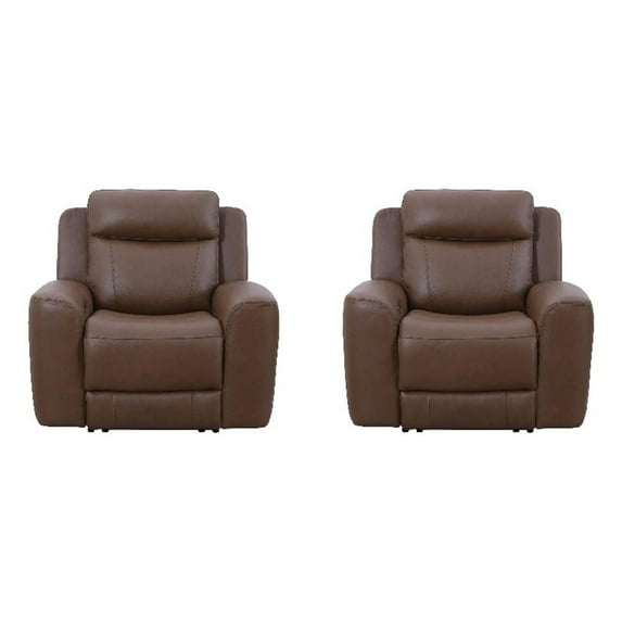 Pemberly Row Contemporary Autumn Umber Power Recliner Two Pack