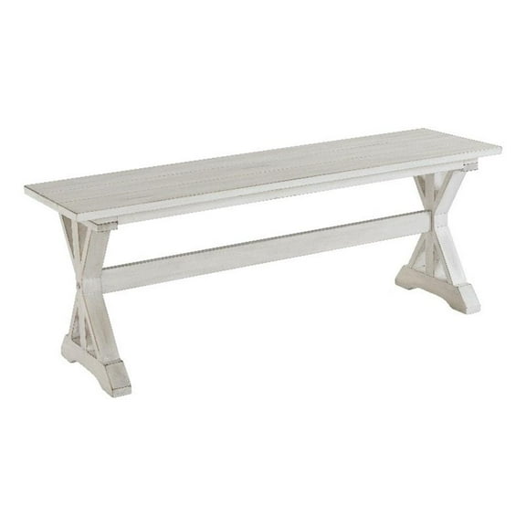 Pemberly Row Contemporary Backless Dining Bench Antique White Finish