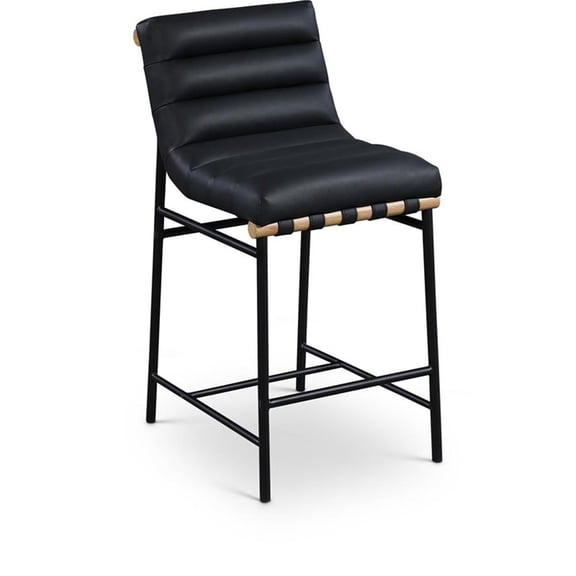 Pemberly Row Contemporary Black Vegan Faux Leather Counter Stool