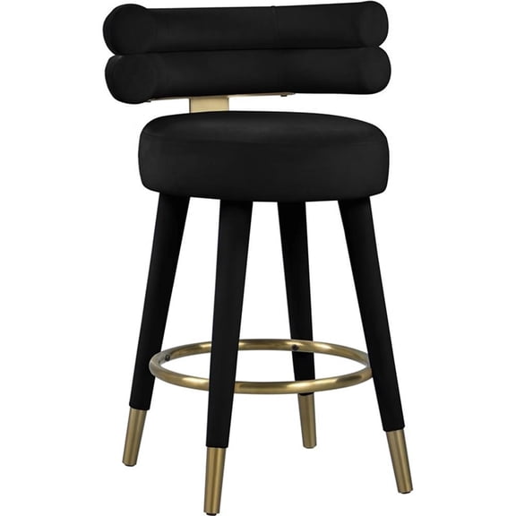 Pemberly Row Contemporary Black Velvet Counter Stool (Set of 2)