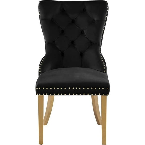 Pemberly Row Contemporary Black Velvet Dining Chairs (Set of 2)