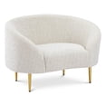 thumbnail image 1 of Pemberly Row Contemporary Boucle Fabric & Metal Chair in Cream/Gold, 1 of 16