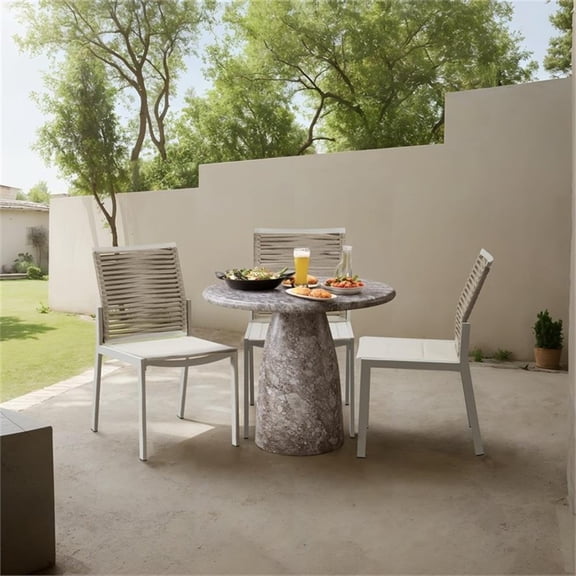 Pemberly Row Contemporary Brown 36" Indoor/Outdoor Concrete Dining Table