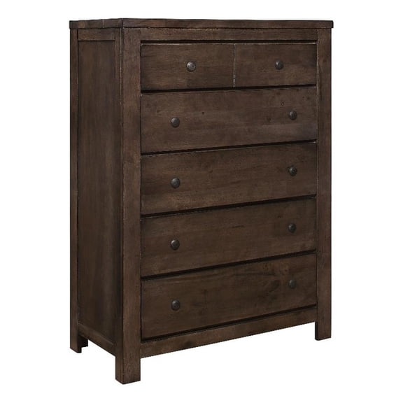 Pemberly Row Contemporary Brown Pine Wood Rustic 6-Drawer Chest