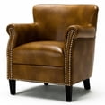 thumbnail image 1 of Pemberly Row Contemporary Camel Brown Faux Leather Club Accent Chair, 1 of 10