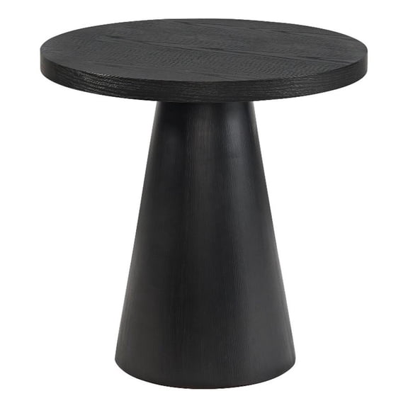 Pemberly Row Contemporary Canal End Table with Pedestal Base in Black