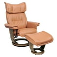 thumbnail image 1 of Pemberly Row Contemporary Caramel Leather Swivel Recliner with Matching Ottoman, 1 of 6