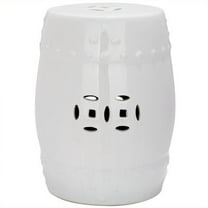 Pemberly Row Contemporary Ceramic Garden Stool in White Finish