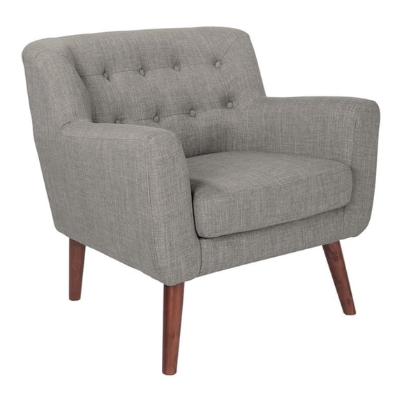 Pemberly Row Contemporary Chair in Cement Gray Fabric with Coffee Legs