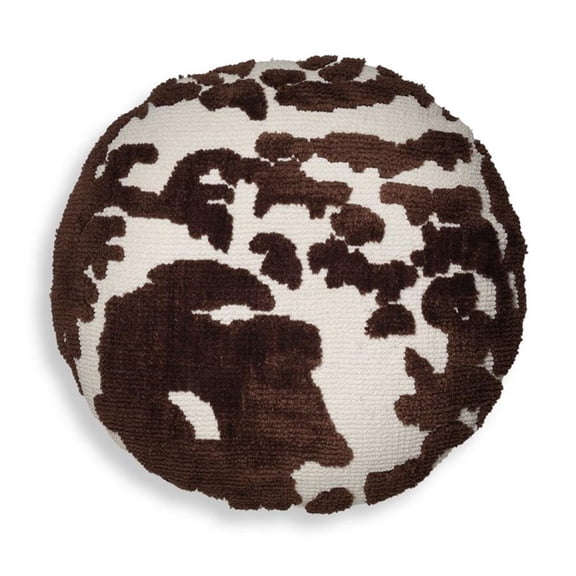Pemberly Row Contemporary Chocolate Brown Tufted 20" Round Pillow